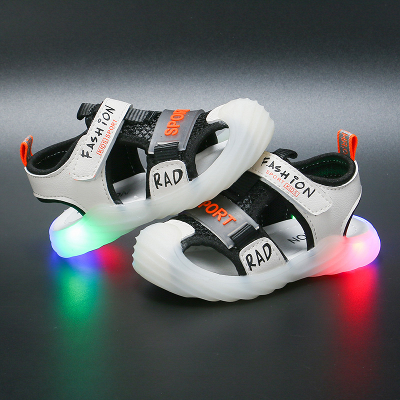 2022 New Summer Fashion boy's soft-soled middle and small children's luminous shoes for girls color-blocking breathable shoes