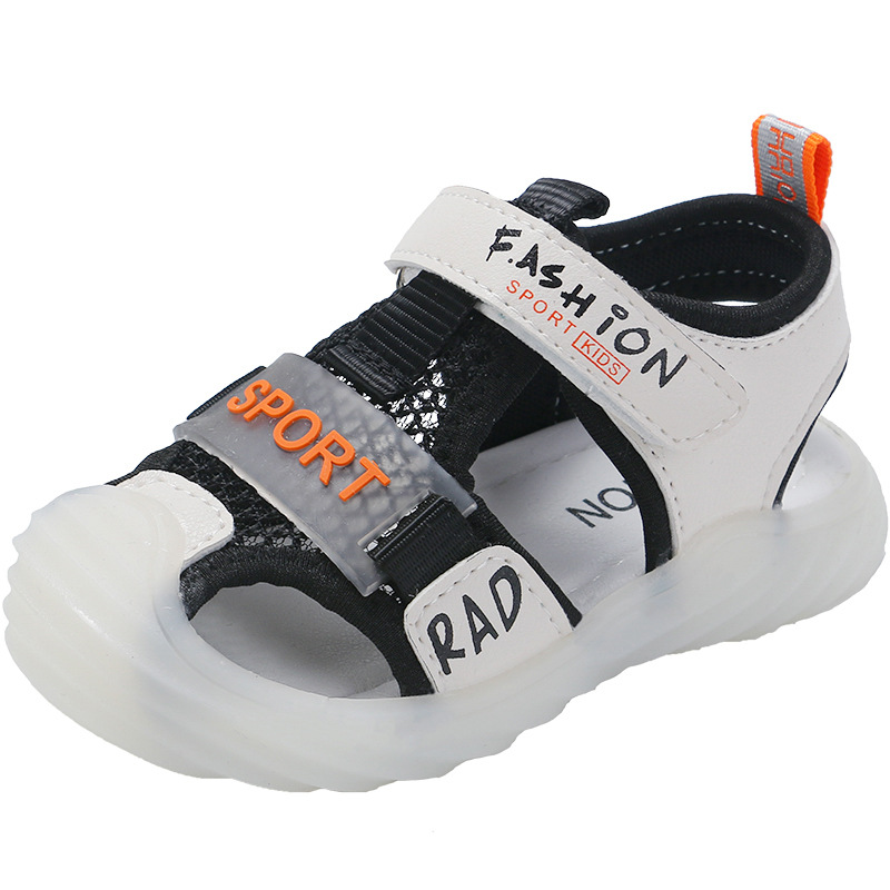 2022 New Summer Fashion boy's soft-soled middle and small children's luminous shoes for girls color-blocking breathable shoes