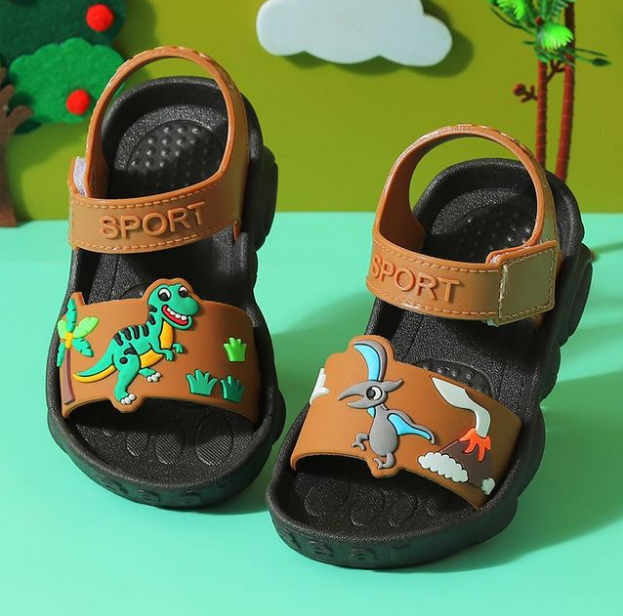 2022 Boy Sandals Summer New Non-slip Cartoon Dinosaur Beach Shoes Open Children's Sandals All-match Boy Student Children's Shoes