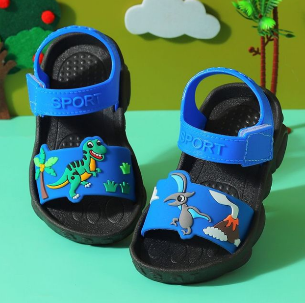 2022 Boy Sandals Summer New Non-slip Cartoon Dinosaur Beach Shoes Open Children's Sandals All-match Boy Student Children's Shoes