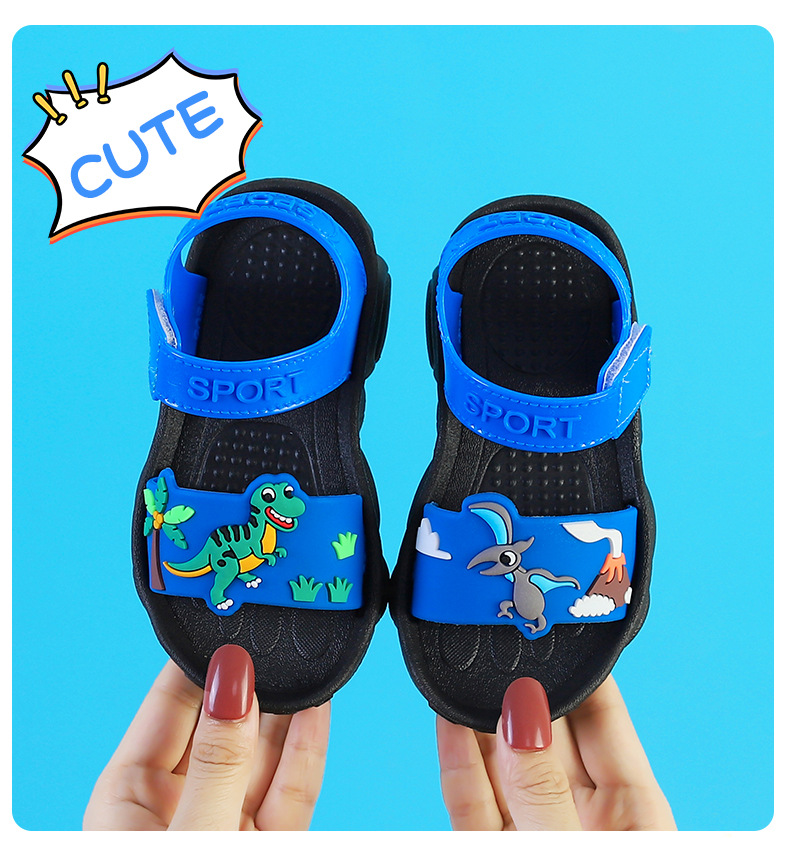 2022 Boy Sandals Summer New Non-slip Cartoon Dinosaur Beach Shoes Open Children's Sandals All-match Boy Student Children's Shoes