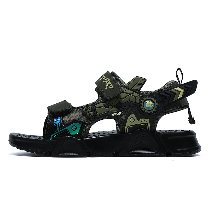 Summer New Kids Boys Sandals Fashion Leather Open Toe Beach Shoes Children Outdoor Sport Anti Slip Army Green Sandals for Boy