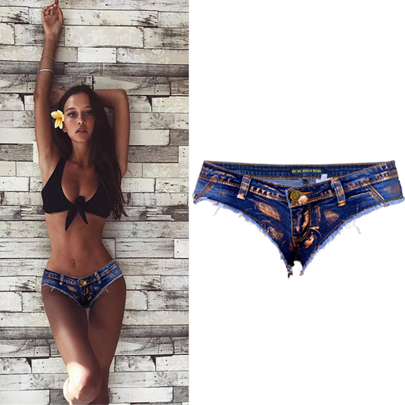 1PC Mini Shorts Sexy Low Waist Denim Micro Shorts Women Party Clubwear Ladies Short Feminino Jeans