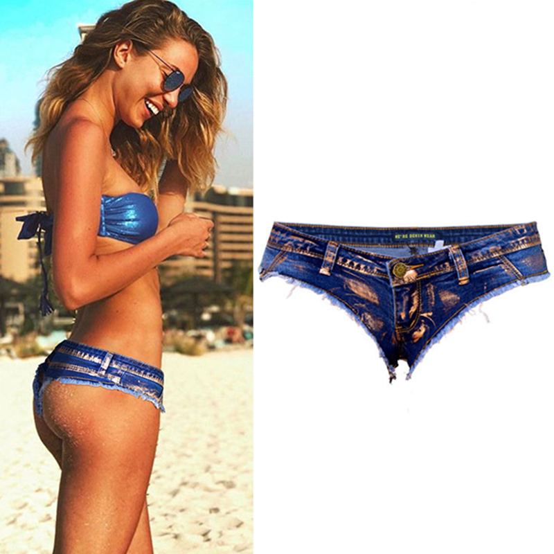 1PC Mini Shorts Sexy Low Waist Denim Micro Shorts Women Party Clubwear Ladies Short Feminino Jeans