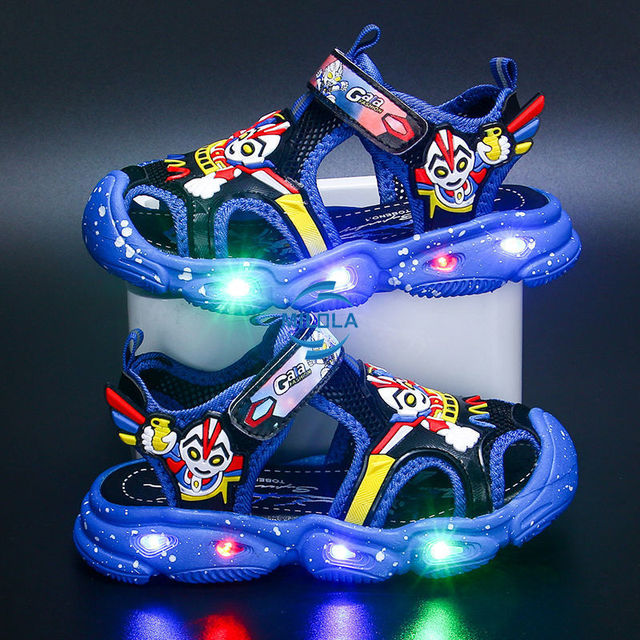 Summer Boys Girls Beach Sneakers Boots LED Luminous Light Shoes Cartoon Children's Baby Kids Flat Sandals