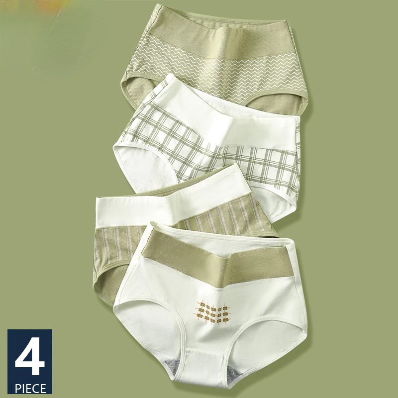 4pcs High Waist Cotton Panties Women Body Shaper Fashion Briefs Underwear Breathable Comfort Female Lingerie