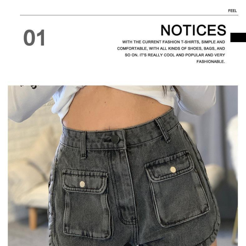 1pc Small Pocket Wash High Waist Denim Shorts Women's Spring And Summer New Korean Slim Short Jeans Feminino