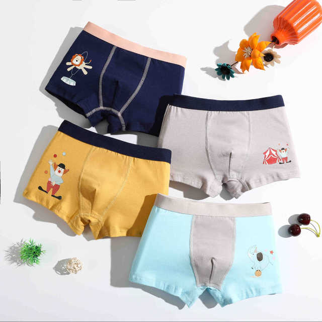 4PCS/LOT Children Boys Cotton Underwear Panda Children's Shorts Panties Baby Boy Toddler Boxers Stripes Teenagers Underpants