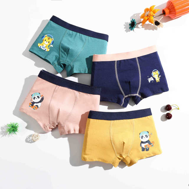 4PCS/LOT Children Boys Cotton Underwear Panda Children's Shorts Panties Baby Boy Toddler Boxers Stripes Teenagers Underpants