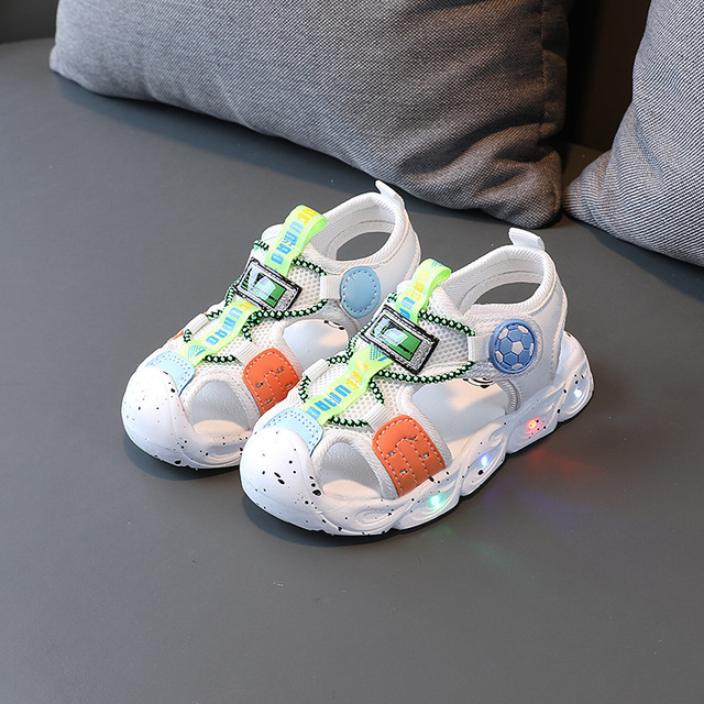 Size 21-30 Baby Boy Led Sandals Glowing Luminous Shoes for Kids Girls Summer Children Sandals with Lights Football Led Sandalias