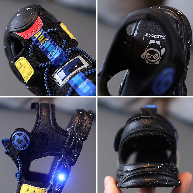 Size 21-30 Baby Boy Led Sandals Glowing Luminous Shoes for Kids Girls Summer Children Sandals with Lights Football Led Sandalias