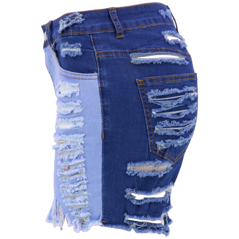 1PC Summer New Zipper Slim High Waist Street Ripped Denim Shorts Ladies Jeans Women's Clothing