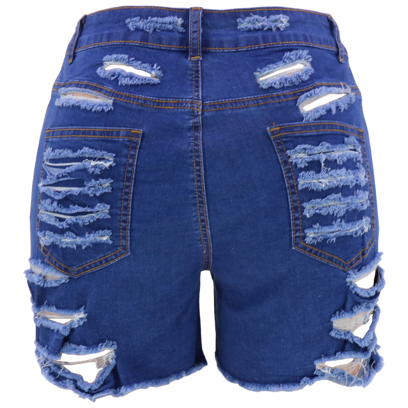 1PC Summer New Zipper Slim High Waist Street Ripped Denim Shorts Ladies Jeans Women's Clothing