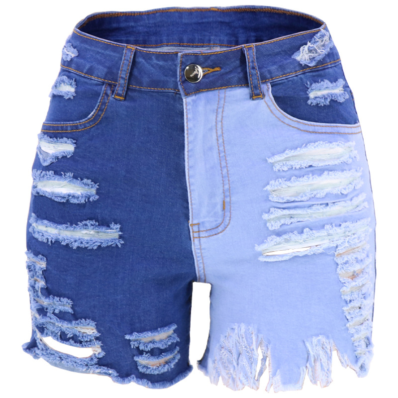 1PC Summer New Zipper Slim High Waist Street Ripped Denim Shorts Ladies Jeans Women's Clothing