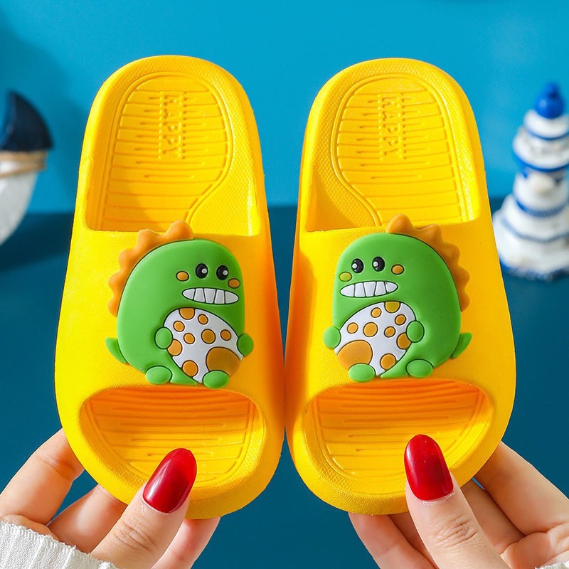 Cartoon Dinosaur Slippers Baby Home Bathroom Soft Indoor Outdoor Slippers Boys Girls Summer Kids Beach Shoes