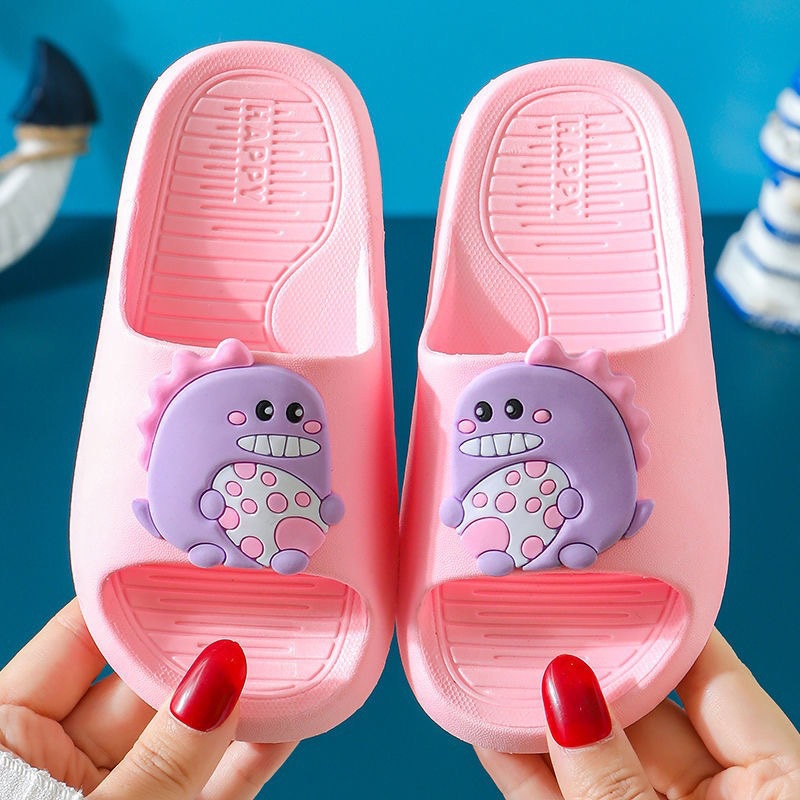 Cartoon Dinosaur Slippers Baby Home Bathroom Soft Indoor Outdoor Slippers Boys Girls Summer Kids Beach Shoes