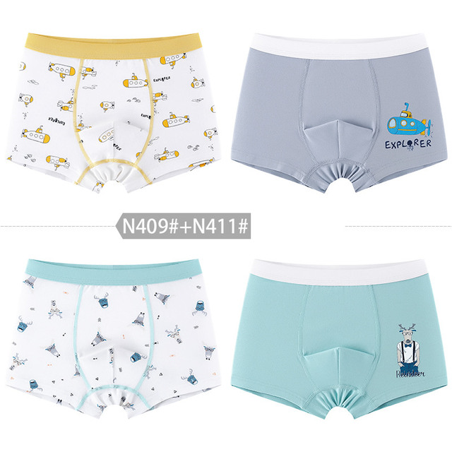 New Arrival Boys Underwear Cartoon Car Panties for Teenage Cotton Children Breathable Cute Boxers 4pcs/pack