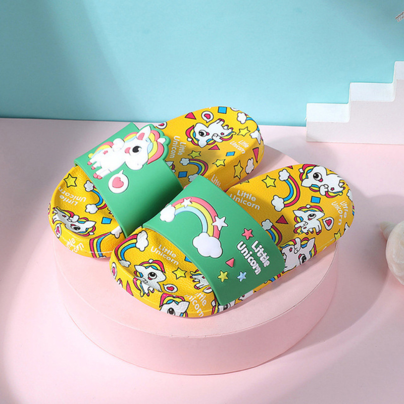 Kids Slippers New Summer Rainbow Unicorn Boys Girls Slippers Pvc Non-slip Children Beach Shoes Baby Home Sandals