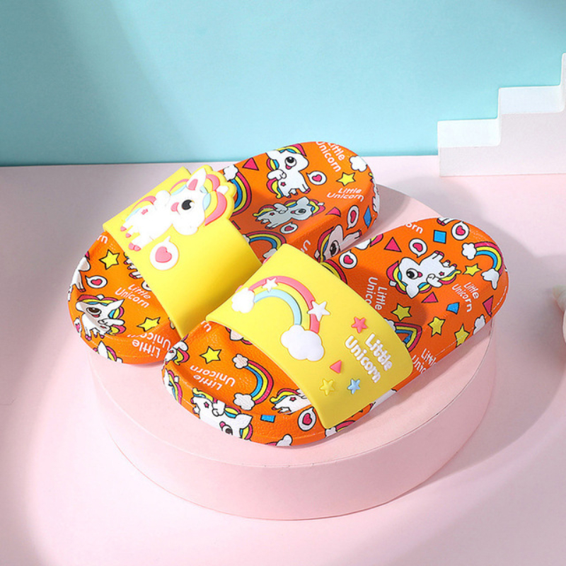Kids Slippers New Summer Rainbow Unicorn Boys Girls Slippers Pvc Non-slip Children Beach Shoes Baby Home Sandals
