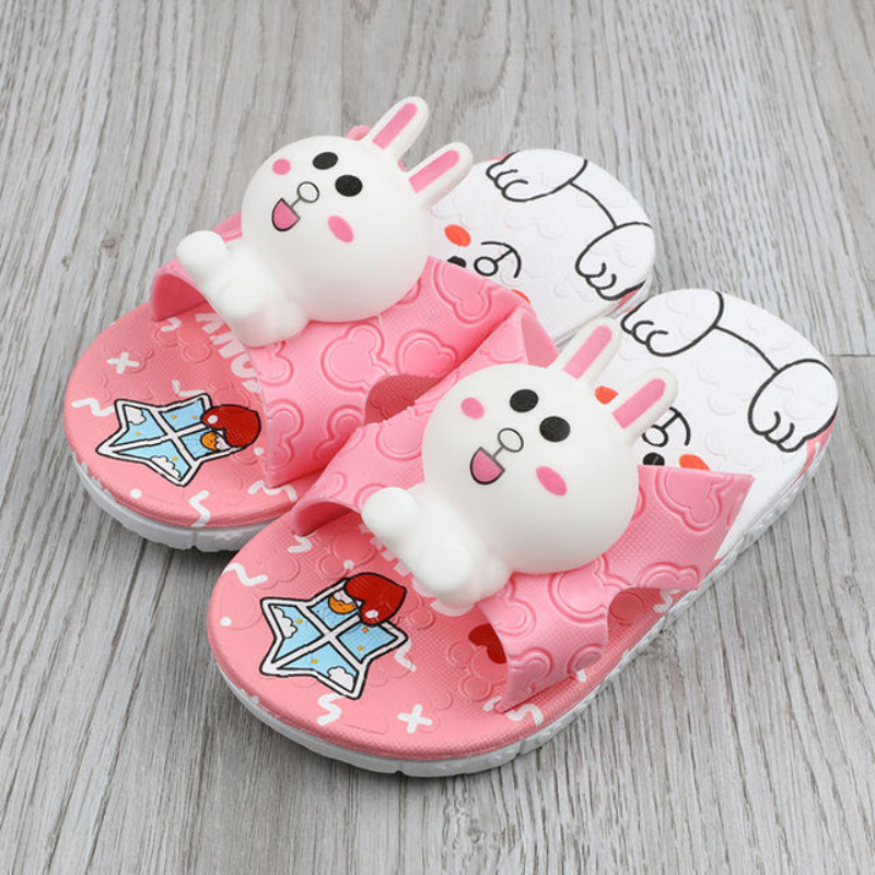 Girls' Slippers Summer Children's Indoor Anti-Skid Soft Bottom Bathroom Sandals Kid's Lovely Cartoon Bear Rabbit Sandals oddler Boys' Shoes