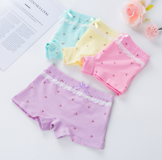 4Pcs/Lot Kids Underwear Dots Candy Colors Young Girl Briefs for Teenage Girls Short Lace Panties Pants Underpants 9-20T
