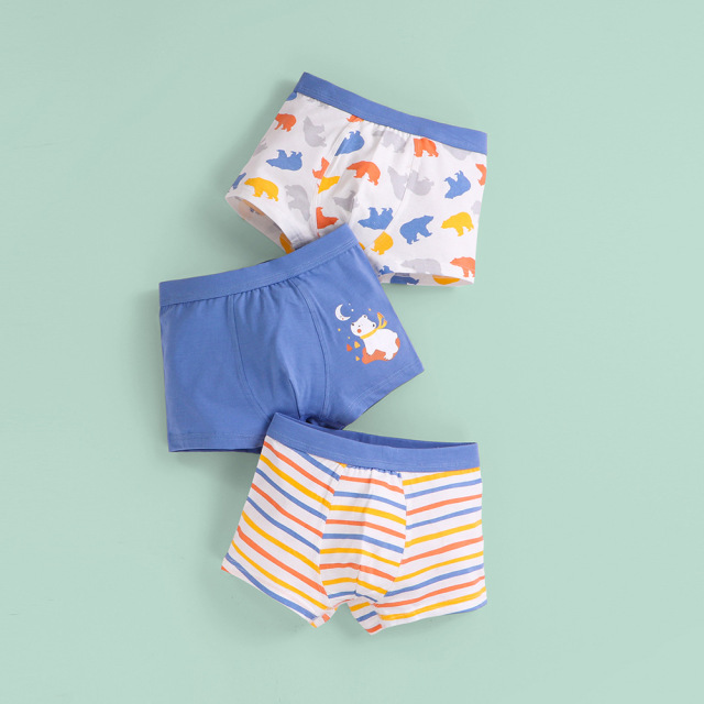 3 Pcs Pure Cotton Soft Children Underwear Boys Panties Cartoon Pattern Kids Boxer Briefs Child Boy Pants 2-12 Years