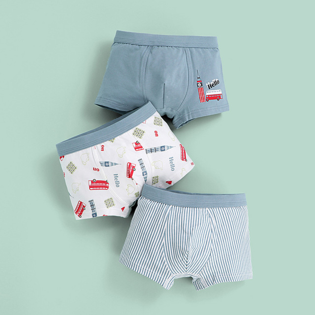 3 Pcs Pure Cotton Soft Children Underwear Boys Panties Cartoon Pattern Kids Boxer Briefs Child Boy Pants 2-12 Years