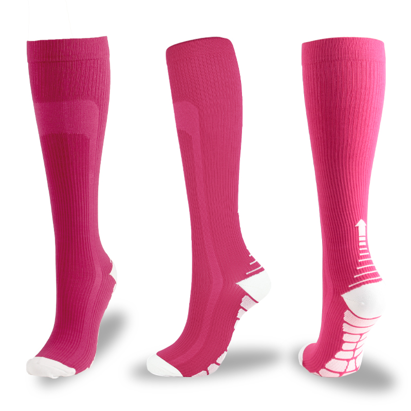 Unisex Compression Stockings 7-Color Nylon Sports Socks Solid Color Stockings Best for Anti Fatigue Pain Relief Knee High Sock