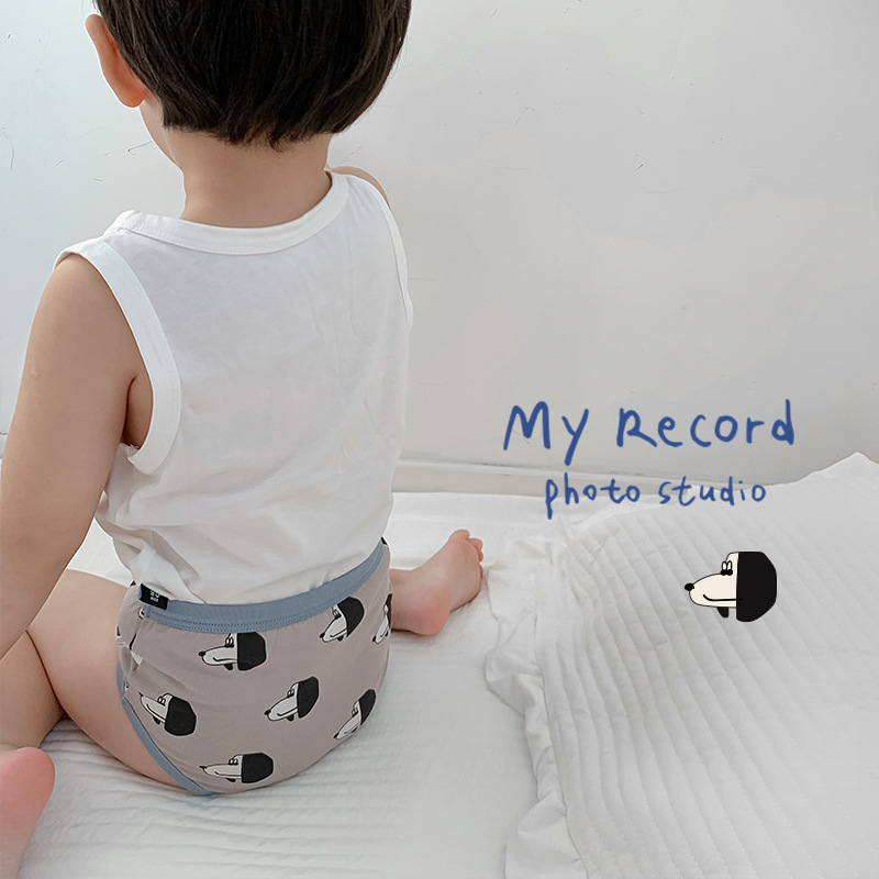 3Pcs/Lot Children's Underwear N075 Boy Panties 2022 Spring Puppy Plaid Baby Underwear Boxer Cotton Cartoon Boy Underwear