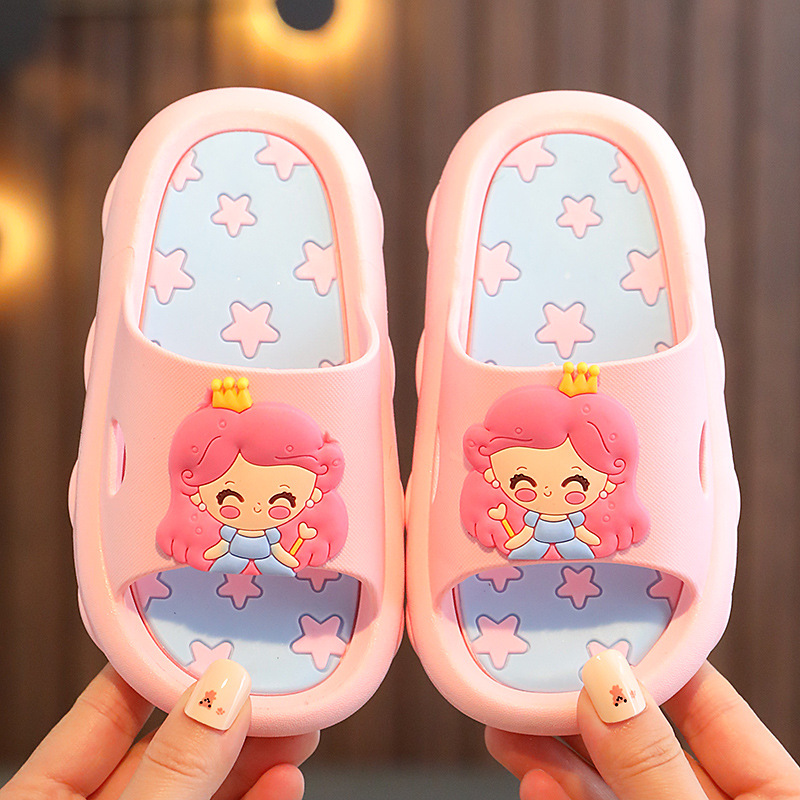 Children's Slippers Summer Girl Cute Cartoon Indoor Household Non-slip Soft Bottom Bathroom Girl Baby Princess Slippers Toddler Boys' Shoes