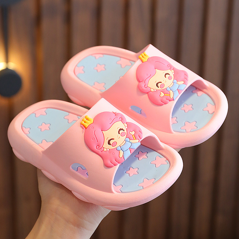 Children's Slippers Summer Girl Cute Cartoon Indoor Household Non-slip Soft Bottom Bathroom Girl Baby Princess Slippers Toddler Boys' Shoes