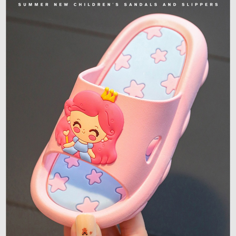 Children's Slippers Summer Girl Cute Cartoon Indoor Household Non-slip Soft Bottom Bathroom Girl Baby Princess Slippers Toddler Boys' Shoes