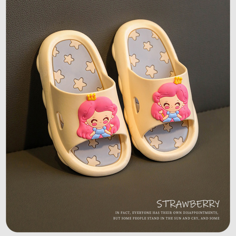 Children's Slippers Summer Girl Cute Cartoon Indoor Household Non-slip Soft Bottom Bathroom Girl Baby Princess Slippers Toddler Boys' Shoes