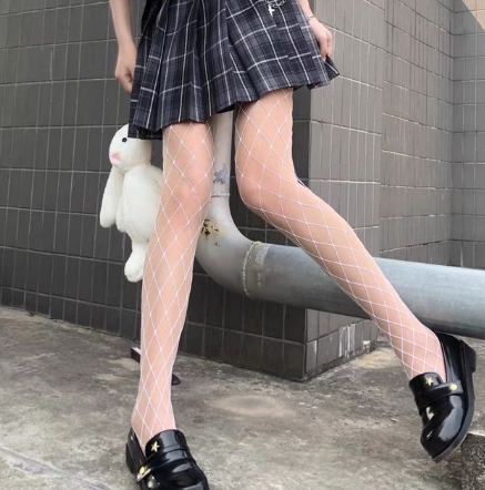 2Pairs Women Sexy Anime Cosplay Lolita Girls Tights White Black High Waist Fishnet Nylon Stocking Mesh Hosiery Pantyhose Halloween Sock