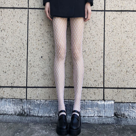 2Pairs Women Sexy Anime Cosplay Lolita Girls Tights White Black High Waist Fishnet Nylon Stocking Mesh Hosiery Pantyhose Halloween Sock