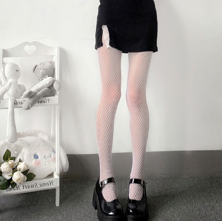 2Pairs Women Sexy Anime Cosplay Lolita Girls Tights White Black High Waist Fishnet Nylon Stocking Mesh Hosiery Pantyhose Halloween Sock