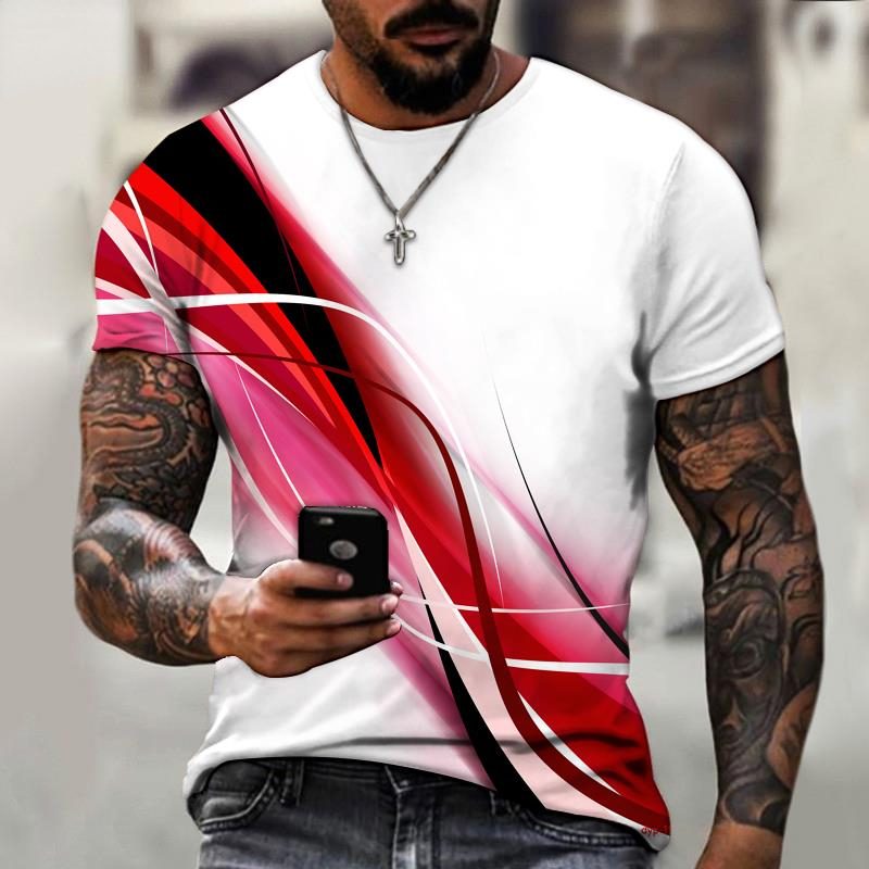 Three-dimensional Flame Colorful Aurora 3D Printing High-definition Short-sleeved Men's And Women's T-shirt Oversized Summer Top