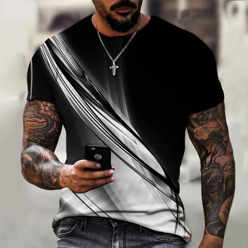 Three-dimensional Flame Colorful Aurora 3D Printing High-definition Short-sleeved Men's And Women's T-shirt Oversized Summer Top