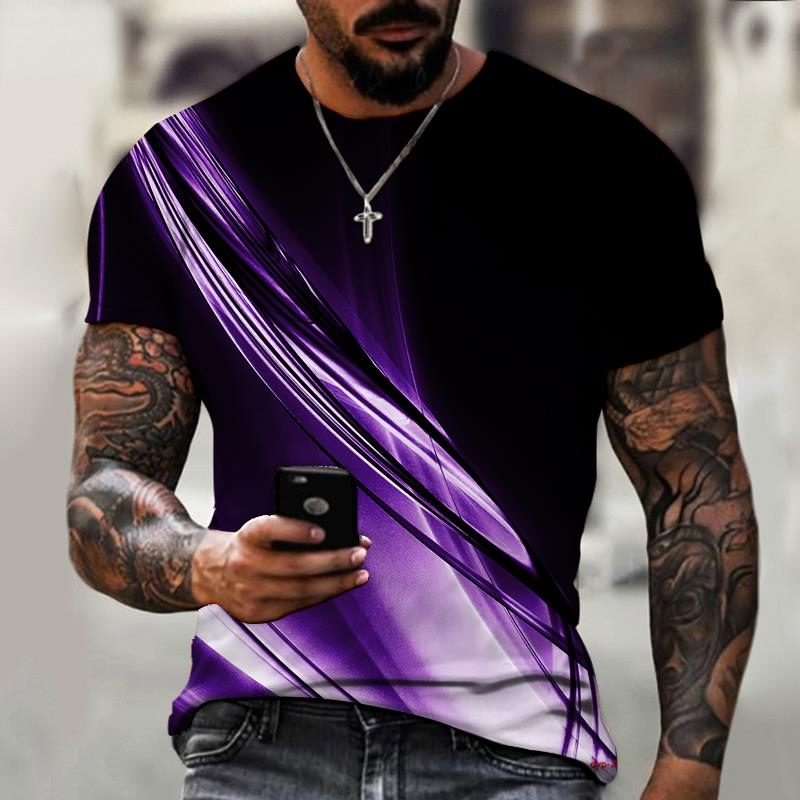 Three-dimensional Flame Colorful Aurora 3D Printing High-definition Short-sleeved Men's And Women's T-shirt Oversized Summer Top