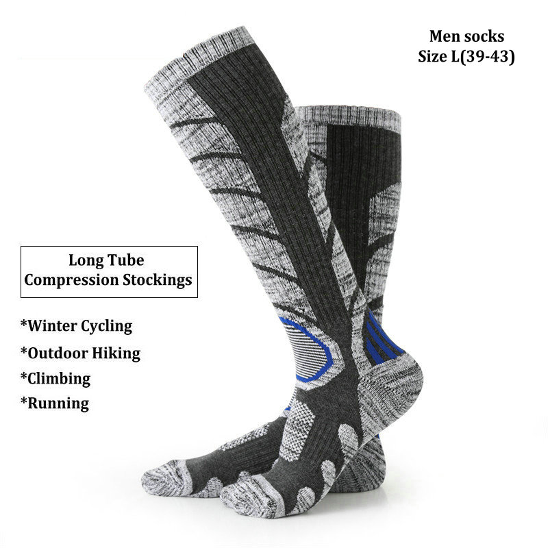 Outdoor Sports Compression Stockings Long Tube for Men Women Cycling Snowboarding Hiking Ski Winter Thick Cotton Thermal Socks