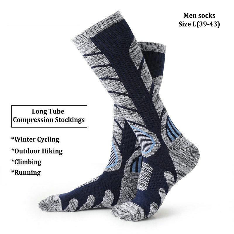 Outdoor Sports Compression Stockings Long Tube for Men Women Cycling Snowboarding Hiking Ski Winter Thick Cotton Thermal Socks