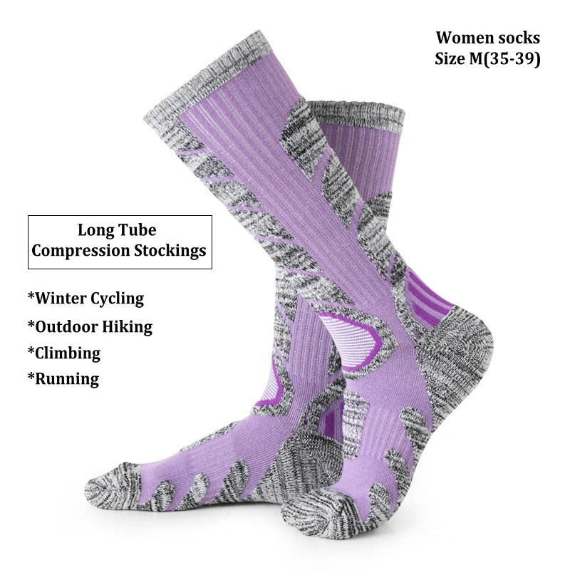 Outdoor Sports Compression Stockings Long Tube for Men Women Cycling Snowboarding Hiking Ski Winter Thick Cotton Thermal Socks