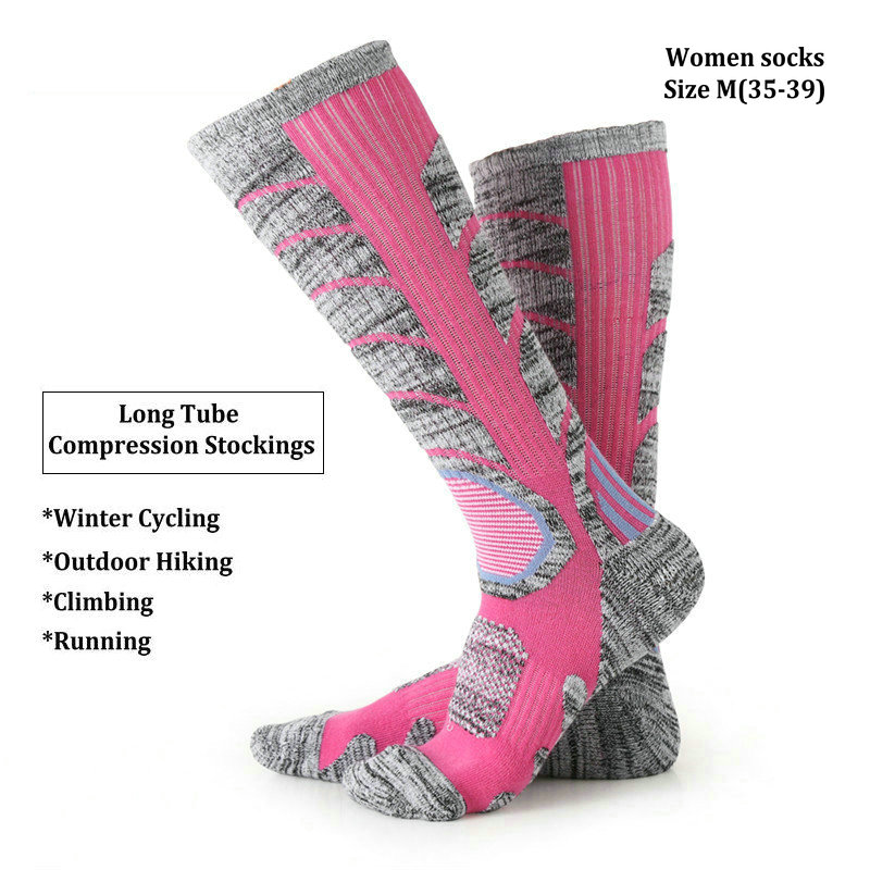 Outdoor Sports Compression Stockings Long Tube for Men Women Cycling Snowboarding Hiking Ski Winter Thick Cotton Thermal Socks