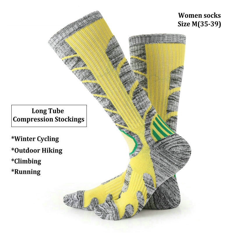 Outdoor Sports Compression Stockings Long Tube for Men Women Cycling Snowboarding Hiking Ski Winter Thick Cotton Thermal Socks