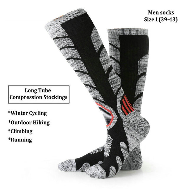 Outdoor Sports Compression Stockings Long Tube for Men Women Cycling Snowboarding Hiking Ski Winter Thick Cotton Thermal Socks