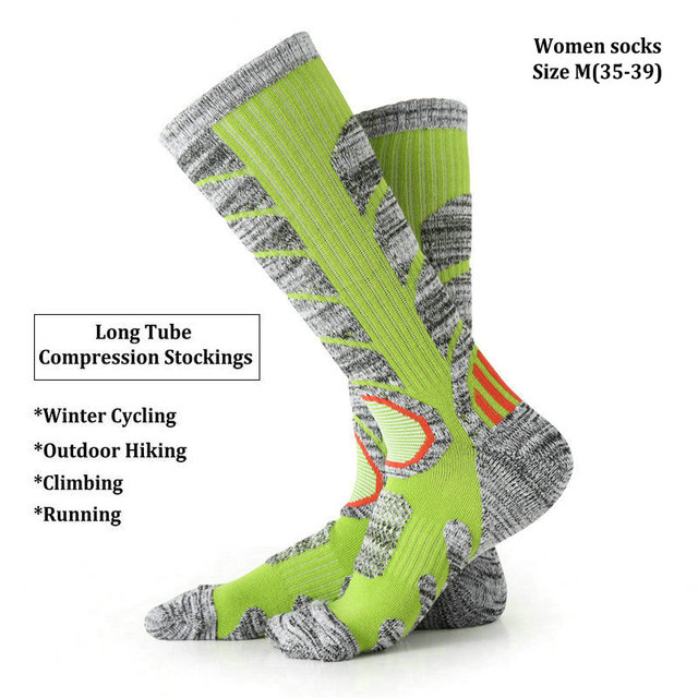 Outdoor Sports Compression Stockings Long Tube for Men Women Cycling Snowboarding Hiking Ski Winter Thick Cotton Thermal Socks