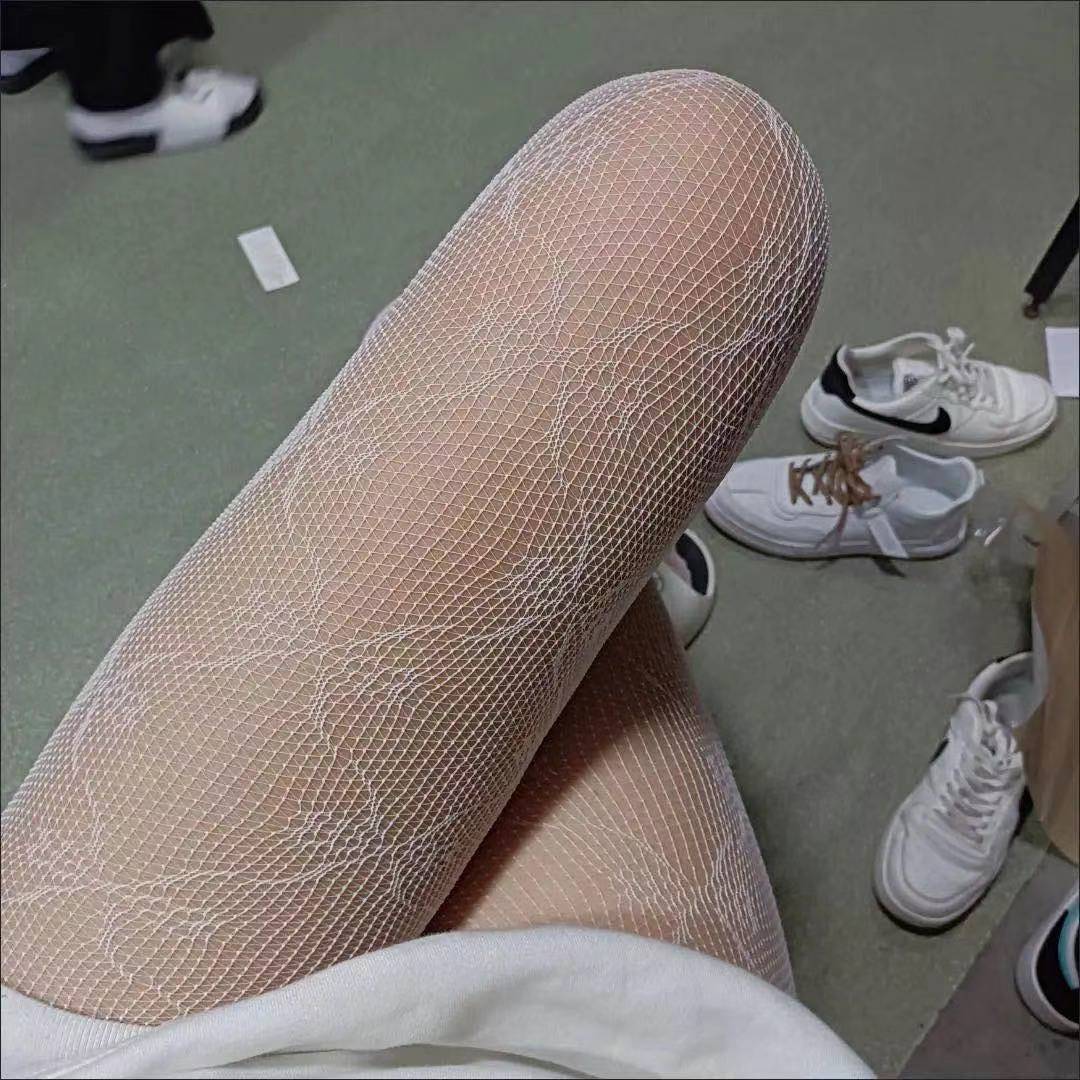 1Pair Hollow hot drill jk sexy fishnet stockings black stockings letters Europe and the United States temptation ins bow fishnet socks