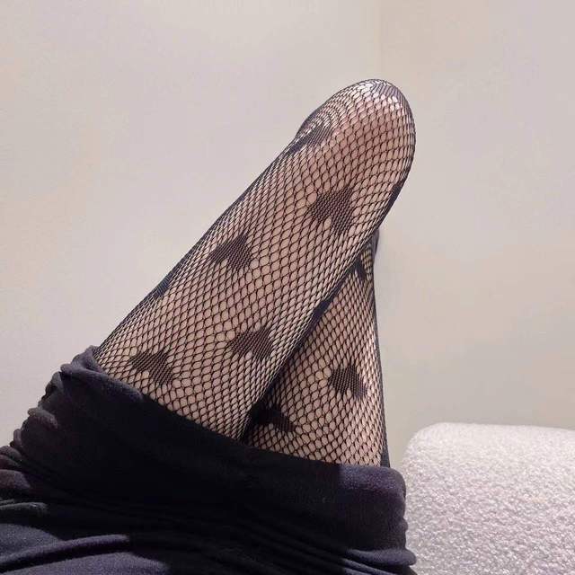 1Pair Hollow hot drill jk sexy fishnet stockings black stockings letters Europe and the United States temptation ins bow fishnet socks