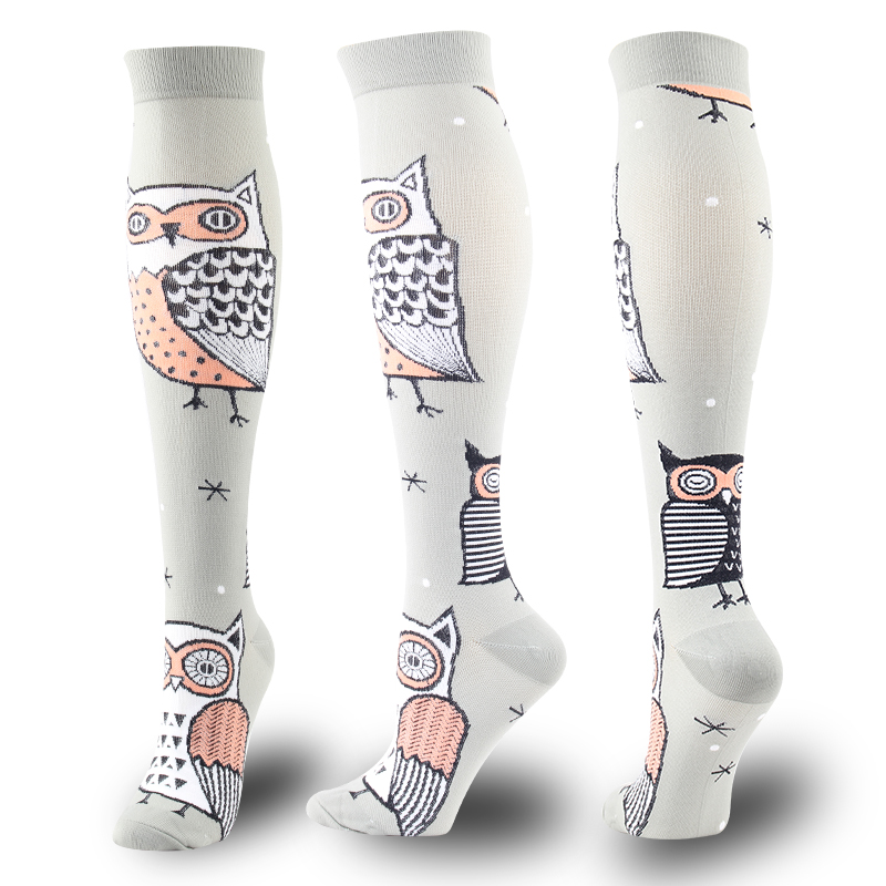 2022 Unisex Compression Stockings Halloween Limited Owl Skull Elastic Autumn Winter Under the Knee Nylon Outdoor Sports Socks