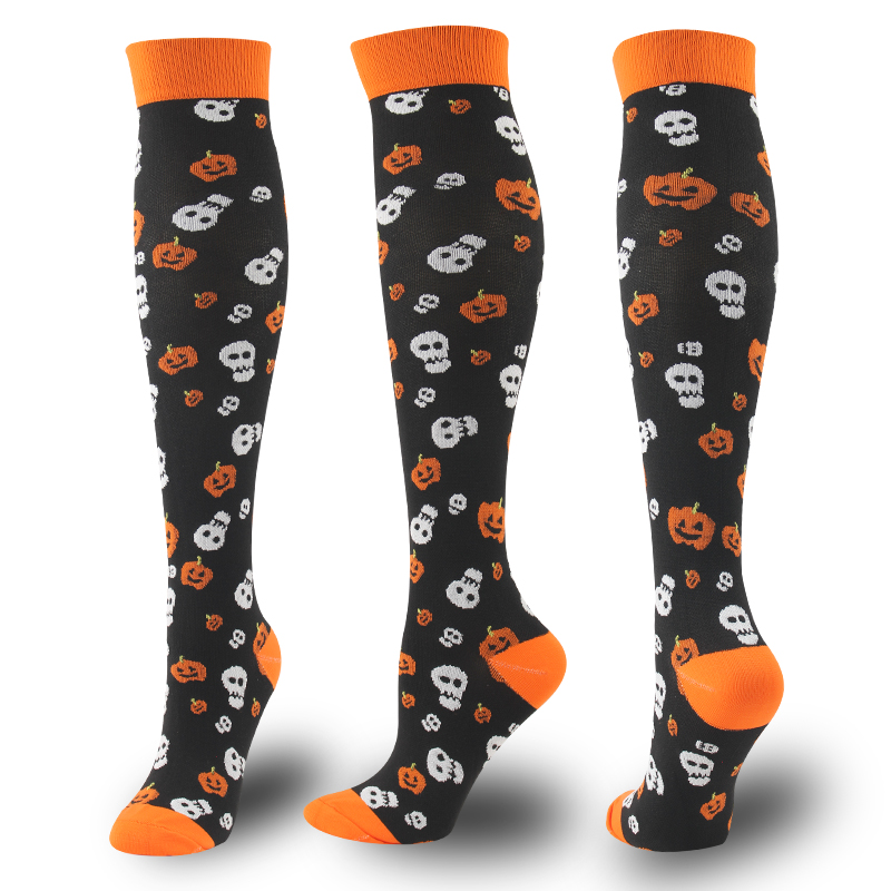 2022 Unisex Compression Stockings Halloween Limited Owl Skull Elastic Autumn Winter Under the Knee Nylon Outdoor Sports Socks